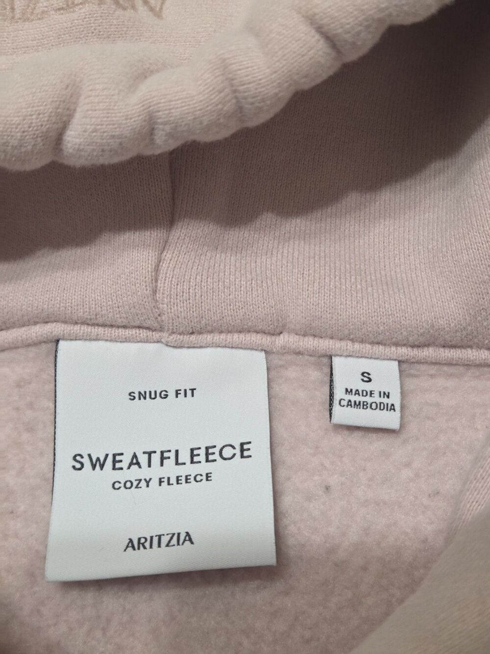 Aritzia Sweatfleece Cozy Fleece Snug Fit Zip Hoodie Bow Pink Women's S F14.5 - Picture 4 of 12
